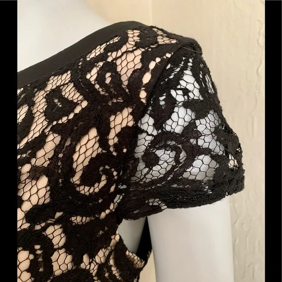 MSK Black Lace Dress Scoop Neck Little Black Dress LBD Party Size 10 - Picture 11 of 15